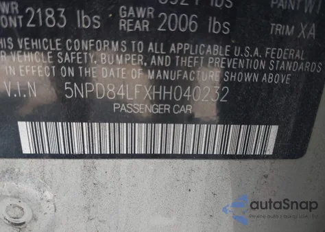 2017 Hyundai Elantra Se from USA, damaged, VIN 5NPD84LFXHH040232